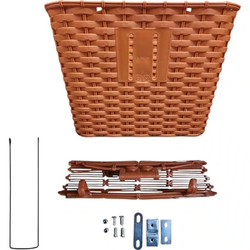 CESTA BICICLETA ARO 26 PLASTICA 35X26X26 MARROM COM TAMPA