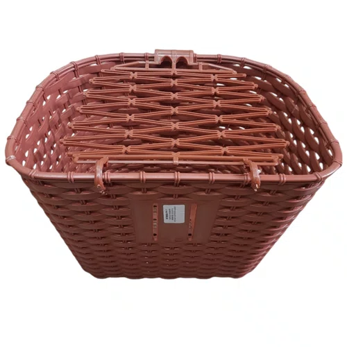 CESTA BICICLETA ARO 26 PLASTICA 35X26X26 MARROM COM TAMPA