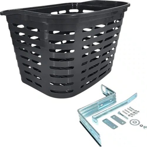 CESTA URBANA PLASTICA PRETA COM SUPORTE ARO 26