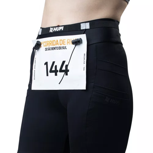 CINTO PORTA NÚMERO PARA CORRIDA HUPI RUNNING PRETO ALL BLACK