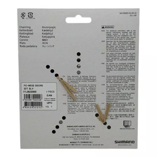 COROA/ENGRENAGEM SHIMANO DEORE FC-M532 22D BCD 64MM PRATA