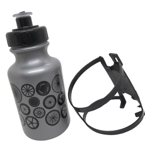 GARRAFA BIKE INFANTIL 300ML CINZA C/SUPORTE
