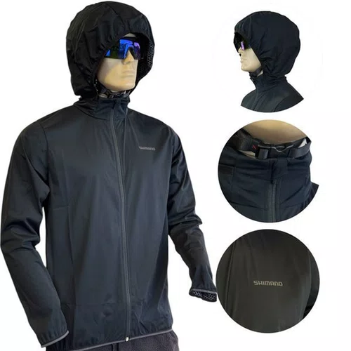 JAQUETA CICLISMO MASCULINA SHIMANO NAGANO IMPERMEAVEL PRETA 