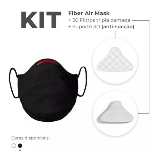 KIT 2 MASCARAS FIBER AIR FACIAIS UNISSEX LAVAVEL PRETA M