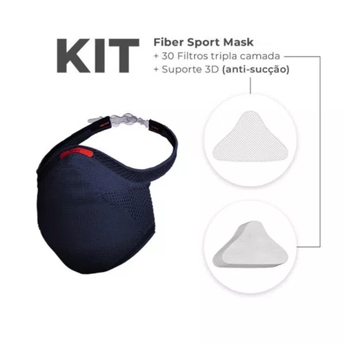 KIT 2 MASCARAS FIBER SPORT FACIAIS UNISSEX LAVAVEL AZUL MARI
