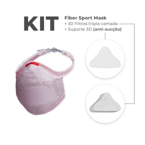 KIT 2 MASCARAS FIBER SPORT FACIAIS UNISSEX LAVAVEL ROSA P