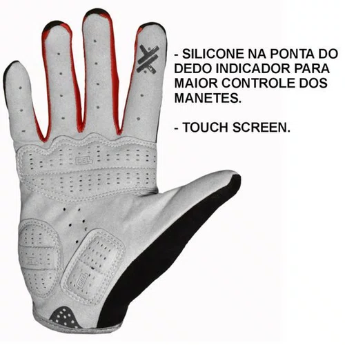 LUVA CICLISMO MATTOS RACING DEDO LONGO VERMELHO GEL TAM G