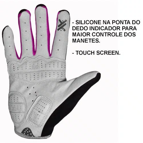 LUVA CICLISMO MATTOS RACING FULL DEDO LONGO PINK GEL TAM G