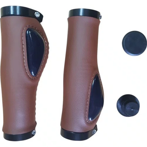 MANOPLA GEL ERGONOMICA COSTURADA COM TRAVA BAISK MARROM