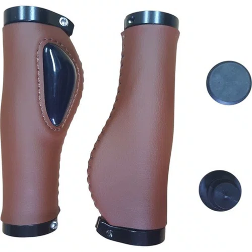 MANOPLA GEL ERGONOMICA COSTURADA COM TRAVA BAISK MARROM