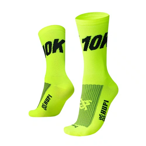 MEIA PARA CORRIDA E CICLISMO HUPI 10K AMARELO NEON