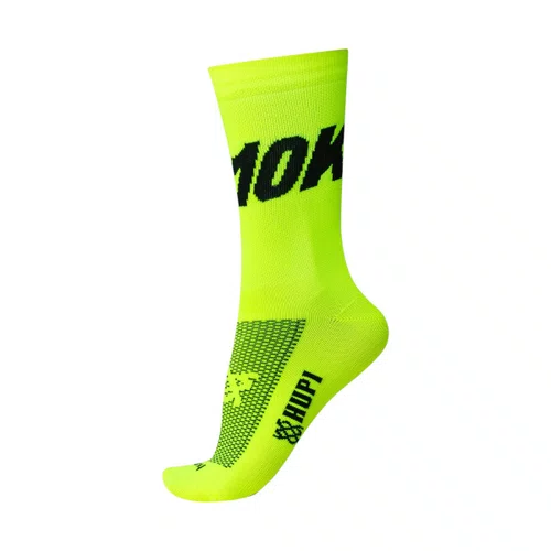 MEIA PARA CORRIDA E CICLISMO HUPI 10K AMARELO NEON