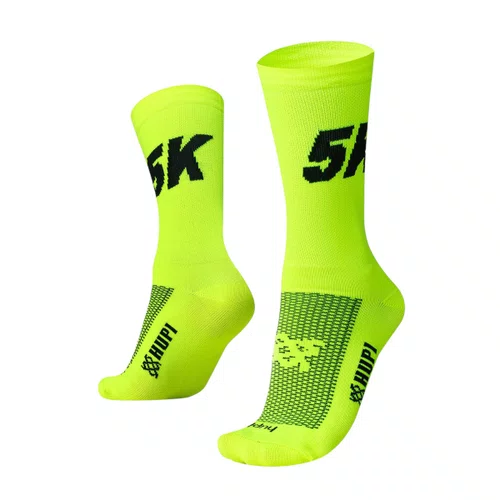 MEIA PARA CORRIDA E CICLISMO HUPI 5K AMARELO NEON