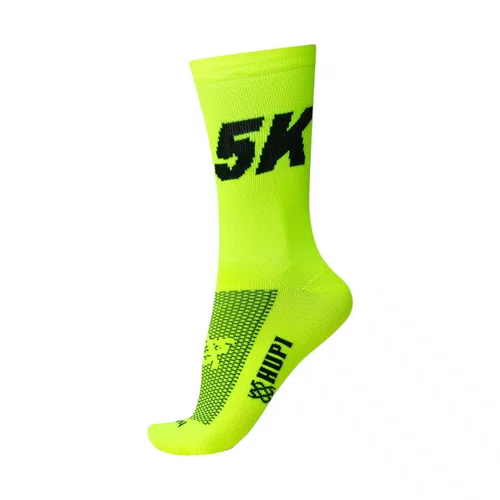 MEIA PARA CORRIDA E CICLISMO HUPI 5K AMARELO NEON