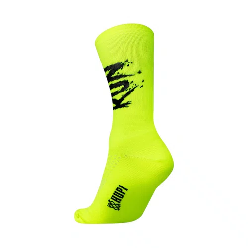 MEIA PARA CORRIDA E CICLISMO HUPI RUN SPLASH AMARELO NEON