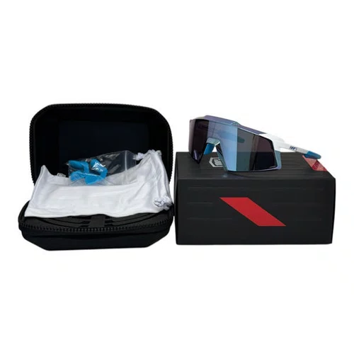 OCULOS 100% AEROCRAFT - MATTE WHITE - HIPER BLUE MIRROR LENS