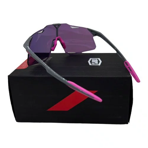 OCULOS 100% HYPERCRAFT CINZA CLARO/ROSA LENTE ROXA ESPELHADA