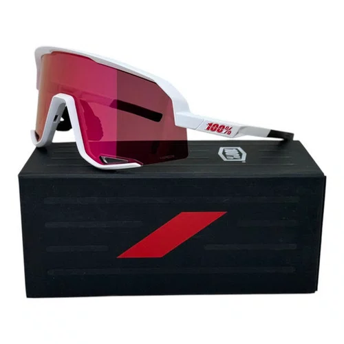OCULOS 100% SLENDALE MATTE WHITE HIPER RED MULTILAYER MIRROR