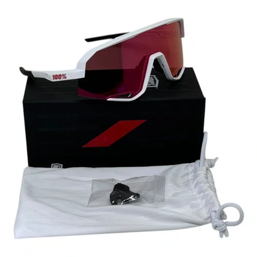 OCULOS 100% SLENDALE MATTE WHITE HIPER RED MULTILAYER MIRROR