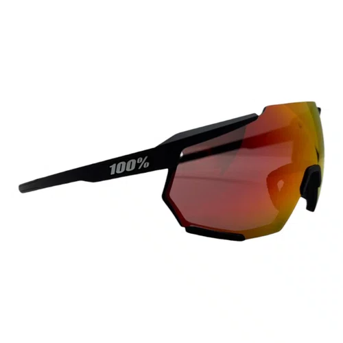 ÓCULOS ESPORTIVO 100% RACETRAP SOFT TACT BLACK RED LENS