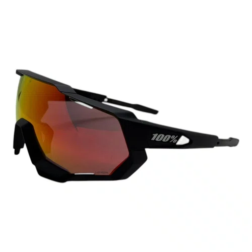 ÓCULOS ESPORTIVO 100% SPEEDTRAP SOFT TACT BLACK RED LENS