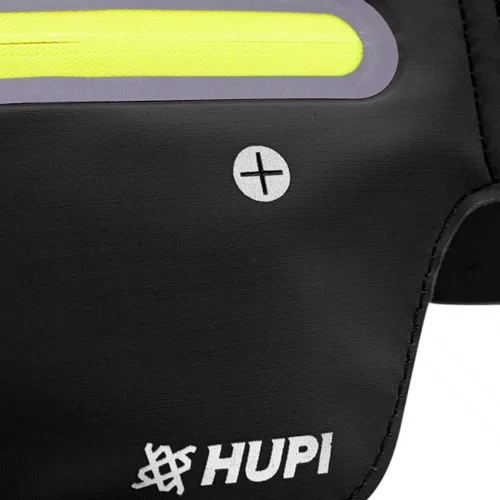 POCHETE DE CORRIDA HUPI SLIM RUNNING PRETA ZÍPER AMARELO