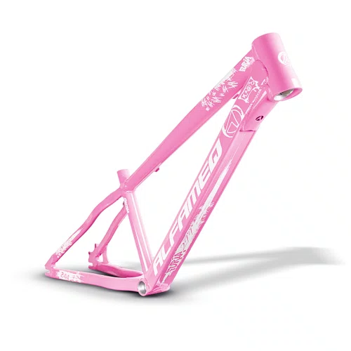 QUADRO ALFAMEQ FURIA ROSA NEON ARO 26 WHEELING/GRAU TAM 13