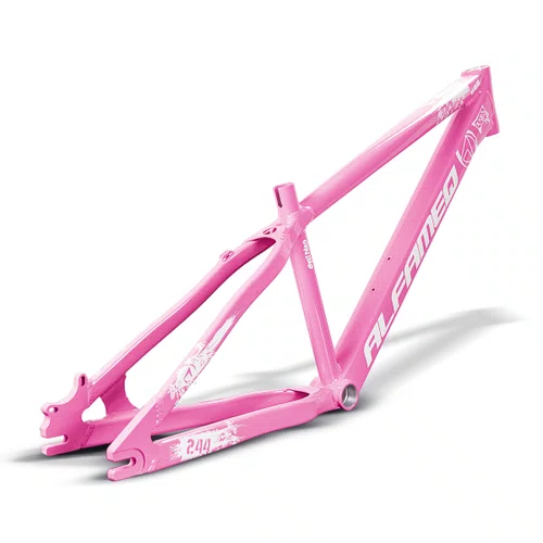 QUADRO ALFAMEQ FURIA ROSA NEON ARO 26 WHEELING/GRAU TAM 13