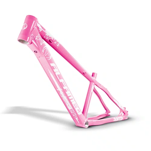 QUADRO ALFAMEQ FURIA ROSA NEON ARO 26 WHEELING/GRAU TAM 13