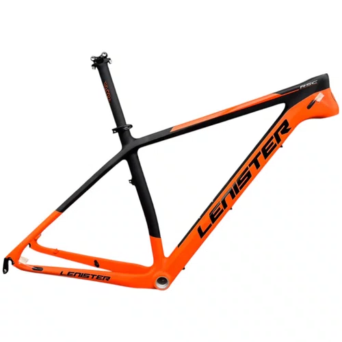 QUADRO ARO 29 CARBONO MTB LENISTER LARANJA/PRETO EIXO 9MM
