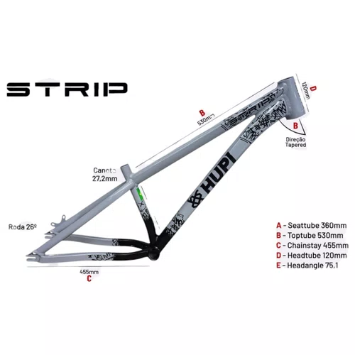 QUADRO HUPI STRIP BRANCO/PRETO GANCHEIRA HORIZONTAL WHEELING