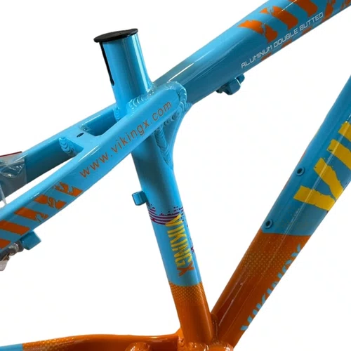 QUADRO VIKINGX TUFF X-25 ARO 26 AZUL/LARANJA WHEELING/GRAU