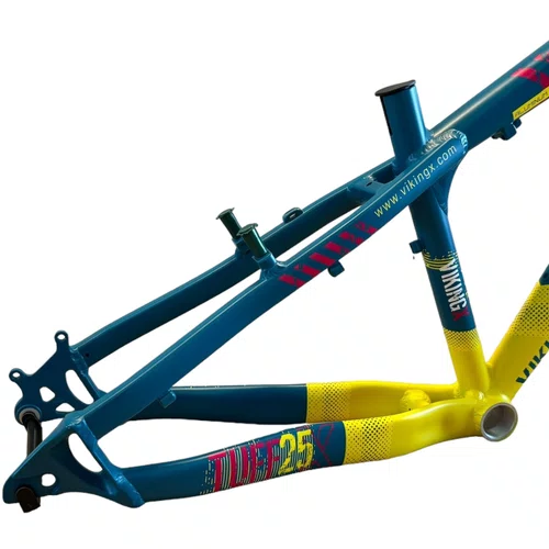 QUADRO VIKINGX TUFF X-25 ARO 26 AZUL/AMARELO WHEELING/GRAU