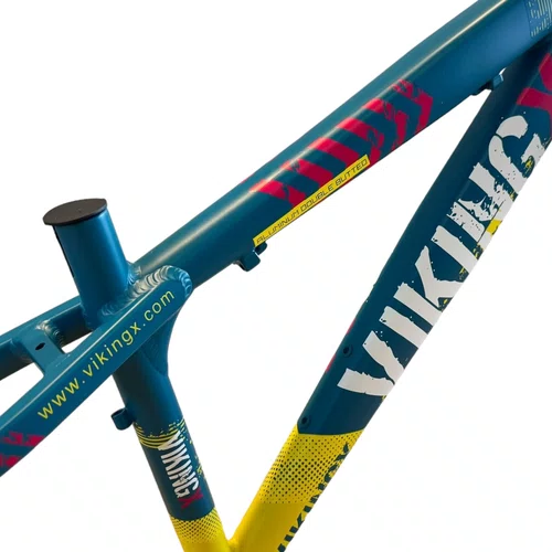 QUADRO VIKINGX TUFF X-25 ARO 26 AZUL/AMARELO WHEELING/GRAU