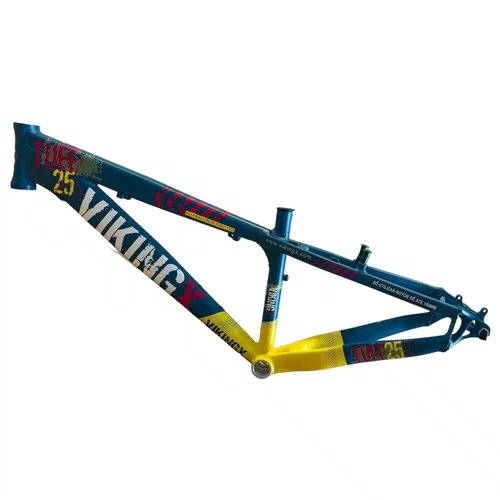 QUADRO VIKINGX TUFF X-25 ARO 26 AZUL/AMARELO WHEELING/GRAU