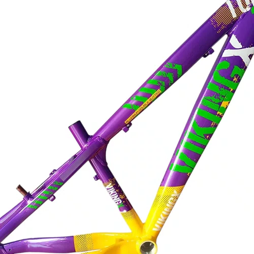 QUADRO VIKINGX TUFF X-25 ARO 26 ROXO/AMARELO/VERDE WHEELING