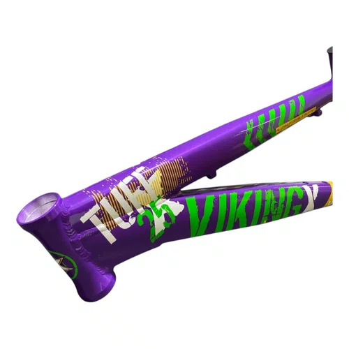 QUADRO VIKINGX TUFF X-25 ARO 26 ROXO/AMARELO/VERDE WHEELING