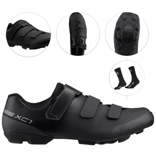 SAPATILHA SHIMANO MTB SH-XC102 PRETA 3 VELCROS PARA AJUSTE