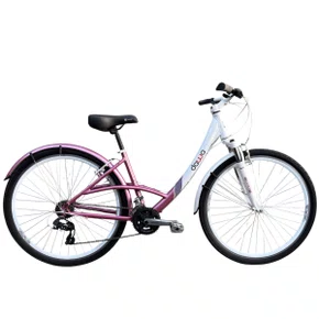 BICICLETA DAWA URBANA  ARO 29 SHIMANO 21V ALUM BRANCA/ROSA