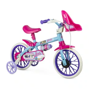 BICICLETA INFANTIL ARO 12 NATHOR BARBIE AZUL E ROSA