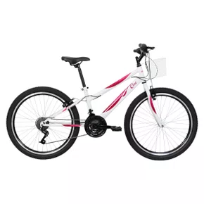 BICICLETA INFANTIL ARO 24 CALOI CECI BRANCA/ROSA COM MARCHAS