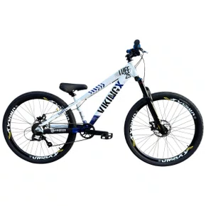 BICICLETA VIKINGX TUFF 25 FREIOS A DISCO BRANCO/AZUL GRAU
