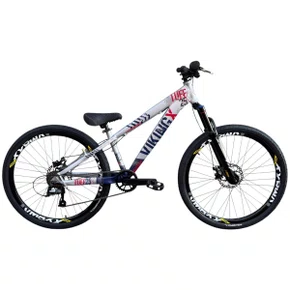 BICICLETA VIKINGX TUFF 25 FREIOS A DISCO PRATA/AZUL GRAU