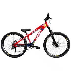 BICICLETA VIKINGX TUFF 25 FREIOS A DISCO VERMELHO/AZUL GRAU