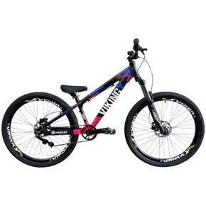 BICICLETA VIKINGX TUFF 25 PRETO/AZUL/ROSA SINGLE WHEELING/GR