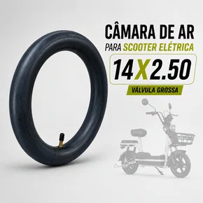 CAMARA DE AR PARA SCOOTER ELÉTRICA 14X2.50 VALVULA GROSSA