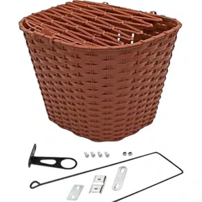 CESTA BICICLETA ARO 26 PLASTICA 35X26X26 MARROM COM TAMPA