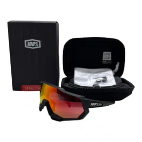 ÓCULOS ESPORTIVO 100% SPEEDTRAP SOFT TACT BLACK RED LENS