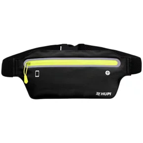 POCHETE DE CORRIDA HUPI SLIM RUNNING PRETA ZÍPER AMARELO