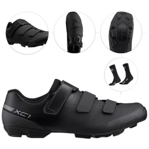 SAPATILHA SHIMANO MTB SH-XC102 PRETA 3 VELCROS PARA AJUSTE